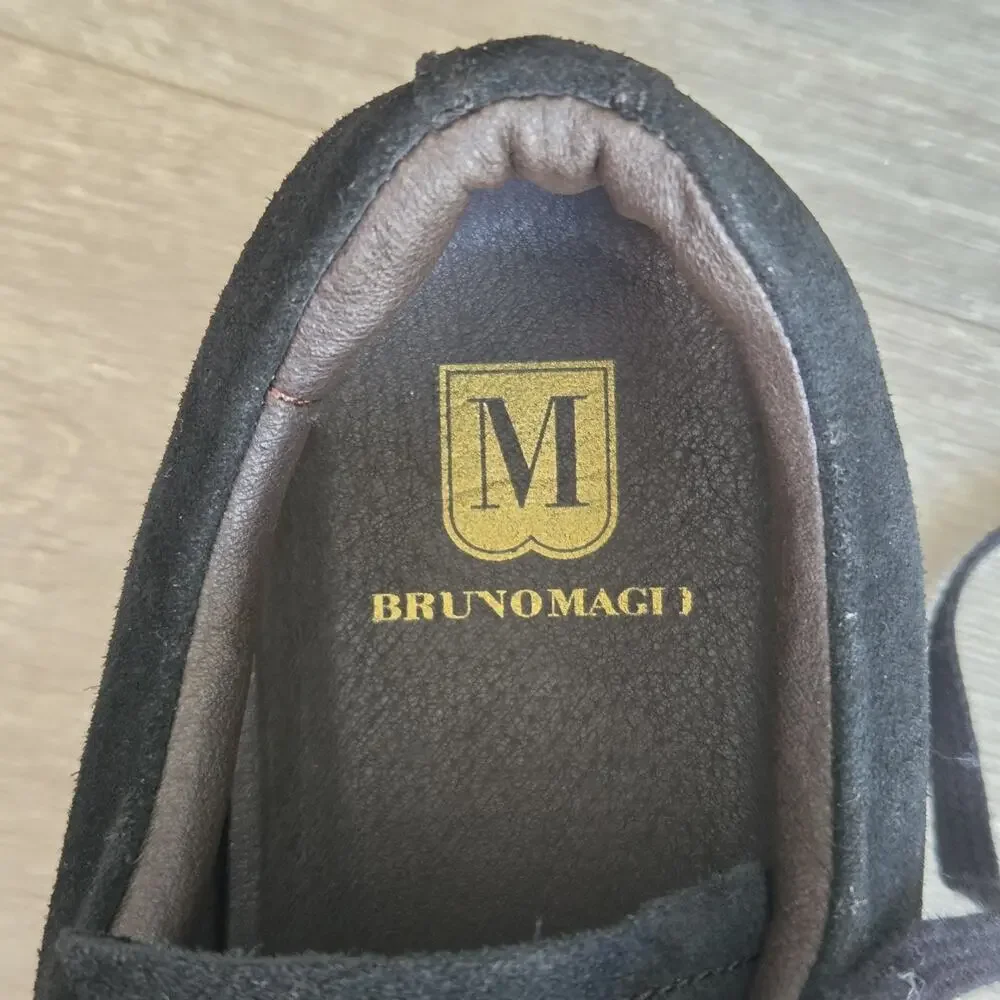 B2 BRUNO MAGLI Suede Leather Men US 10M Sneaker Black Made In Portugal